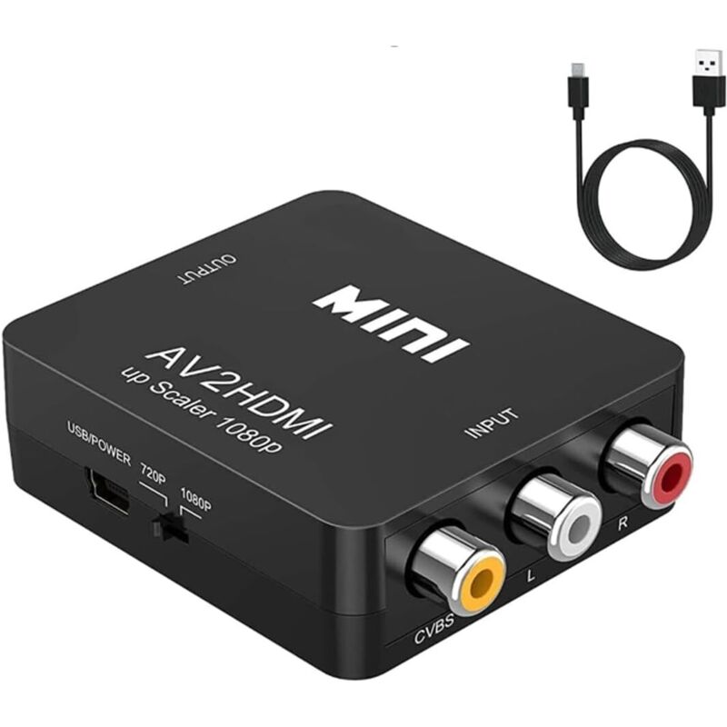 Rca Zu Hdmi Konverter, Av Zu Hdmi, Mini 1080p Composite Video Audio Adapter, Pal/ntsc Kompatibel Für Tv/pc/ps3/blu-ray Dvd Player, Schwarz