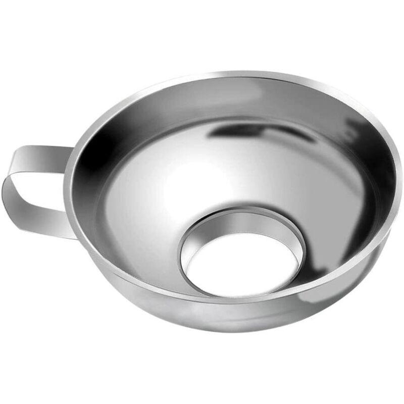 Marmeladentrichter Mit Breiter Öffnung Aus Edelstahl Mit Griff Zum Umfüllen Von Flüssigkeiten, Trockenen Zutaten Und Pulver, Silber (l)