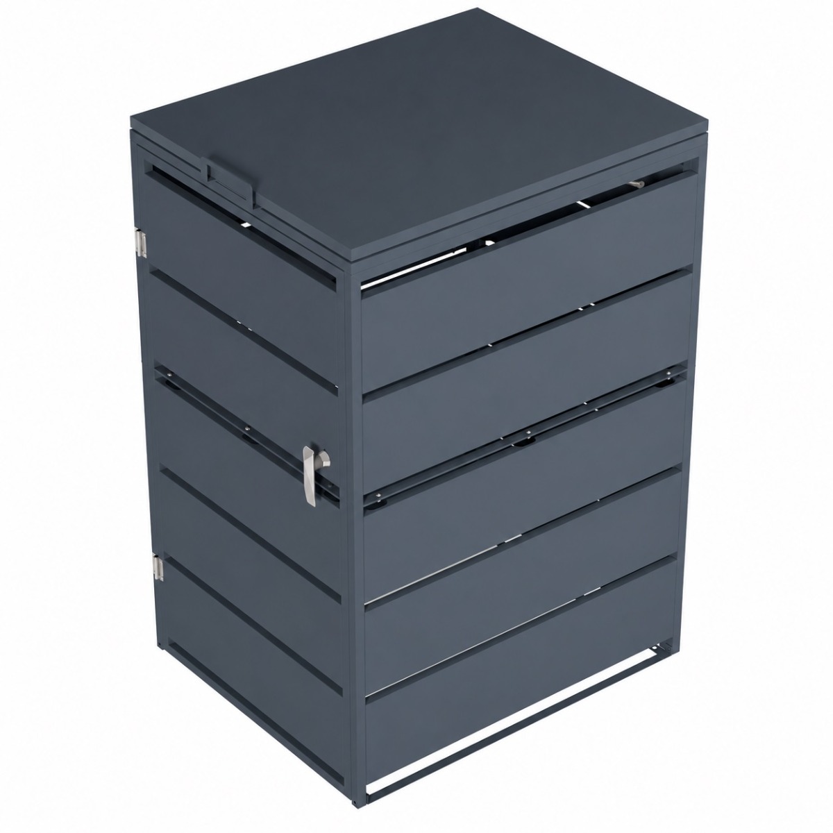 Varan Motors - Shwgc01501 Abdeckung Für Mülleimer Aus Verzinktem Stahl, Anthrazit, 66x80x116 Cm – Mülltonnenbox / Mülltonnenverkleidung Mit Tür Und Deckel