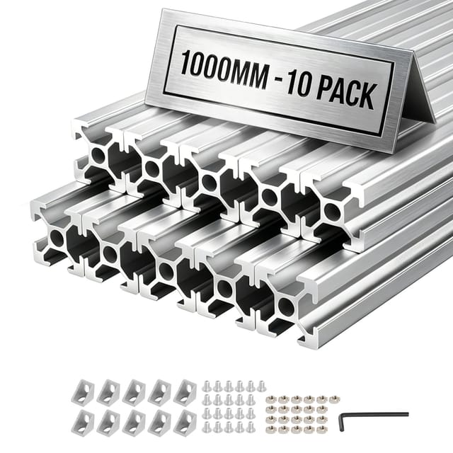 Vevor 2020 Aluminium Profile 10 Stk. 1 M, Eloxierte T-nut-aluprofile Nach Eu-standard, Hochfestes Strangpressprofil, Aluminiumschiene Für 3d-druckerteile, Cnc-diy-werkbänke Und Montage, Silber