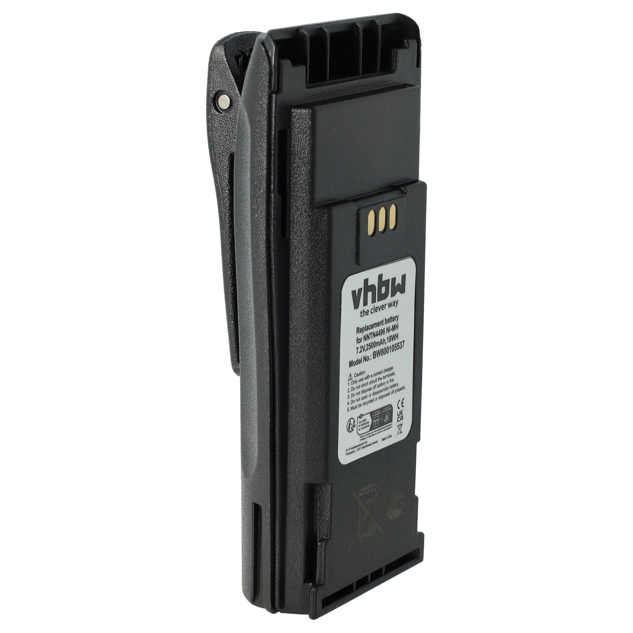 Vhbw Akku Ersatz Für Motorola Pmnn4251 Pmnn4253ar, Pmnn4252ar Für Funkgerät, Walkie Talkie (2500 Mah, 7,2 V, Nimh) + Gürtelclip