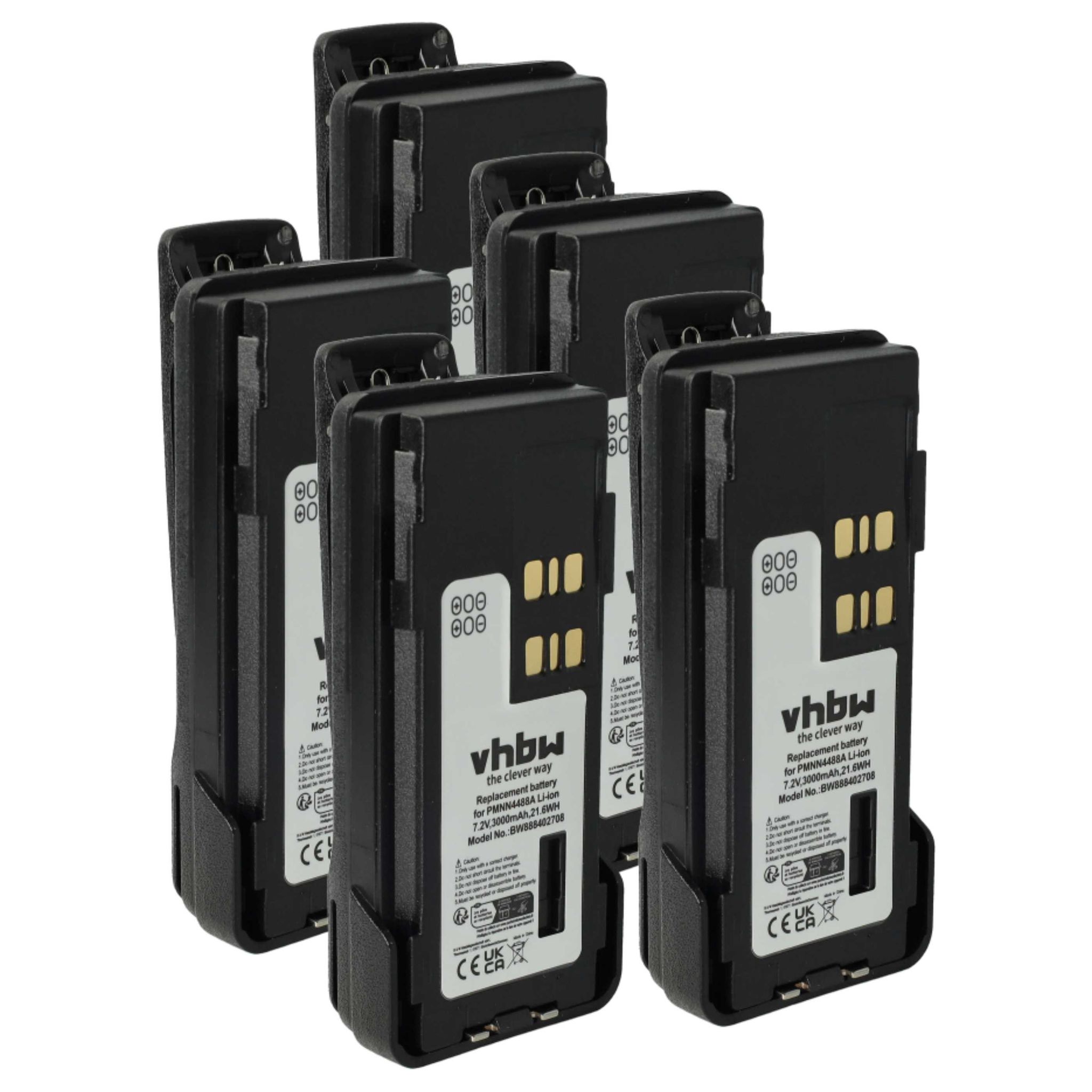 Vhbw 5x Akku Ersatz Für Motorola Pmnn4491ar Für Funkgerät Walkie Talkie (3000 Mah, 7,2 V, Li-ion) + Gürtelclip