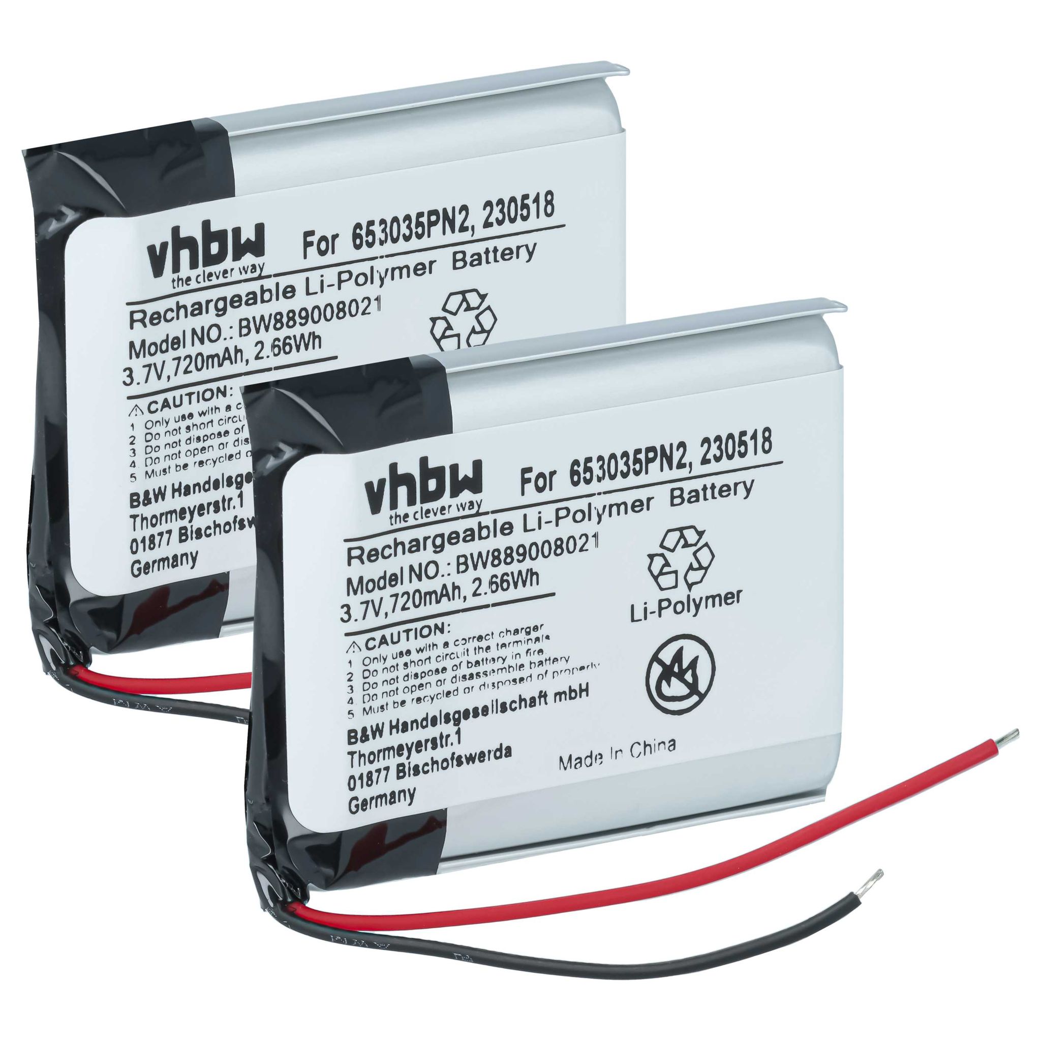 Vhbw 2x Akku Kompatibel Mit Anker Soundcore Q30 Q35, Q20, Q10 Wireless Headset Kopfhörer (720 Mah, 3,7 V, Li-polymer)