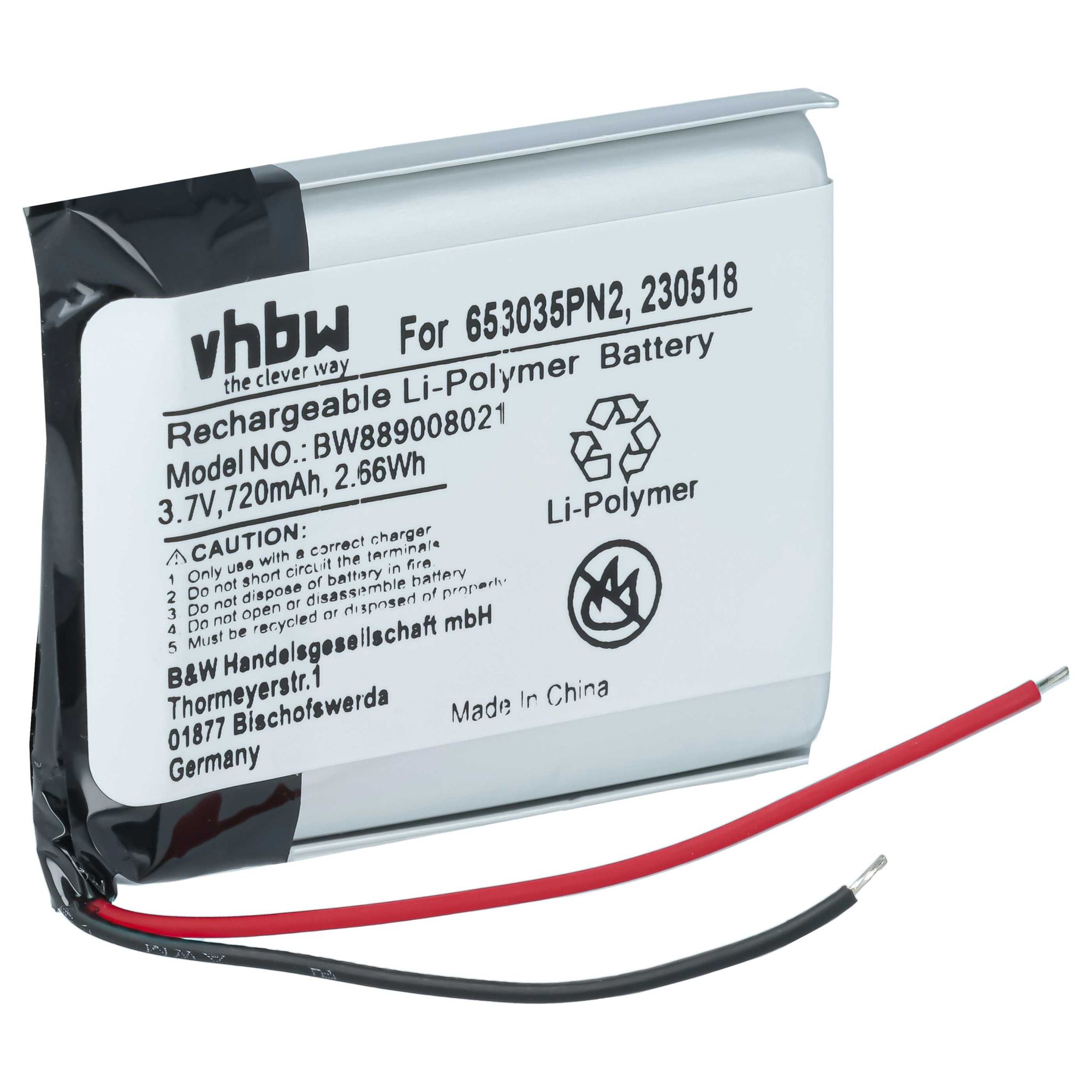 Vhbw Akku Ersatz Für Anker 230518 653035pn2 Für Wireless Headset Kopfhörer (720 Mah, 3,7 V, Li-polymer)