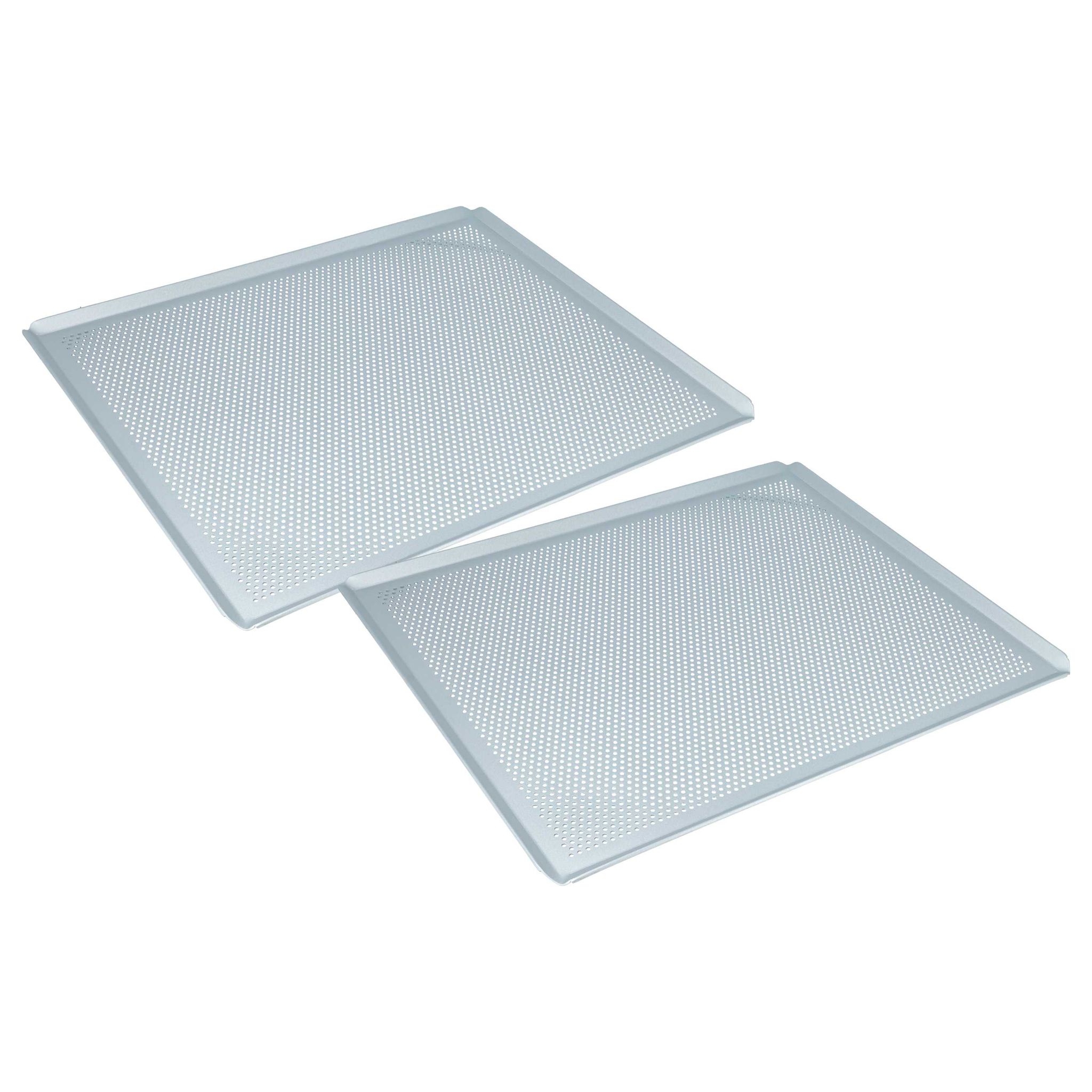 Vhbw 2x Backblech Für Backofen 45,5 X 37,5 X 1 Cm Silber, Perforiert