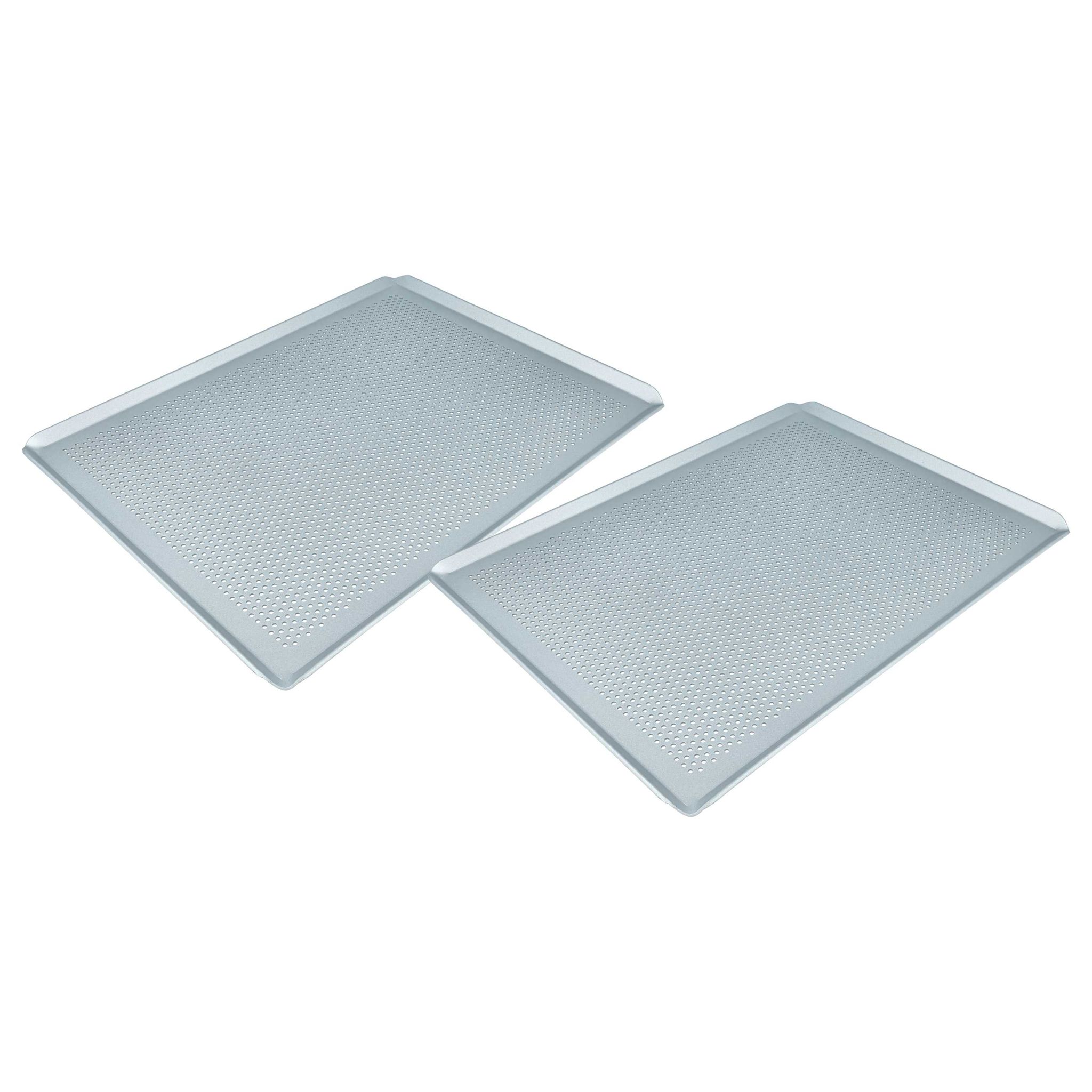 Vhbw 2x Backblech Für Backofen 40 X 30 X 1 Cm Silber, Perforiert