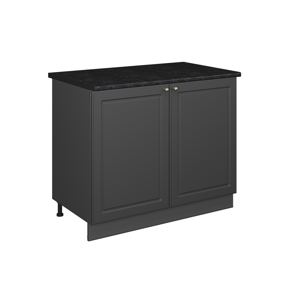 Spülenunterschrank Fame-line, Anthrazit-gold Landhaus/anthrazit, 100 Cm, Ap Anthrazit, Vicco
