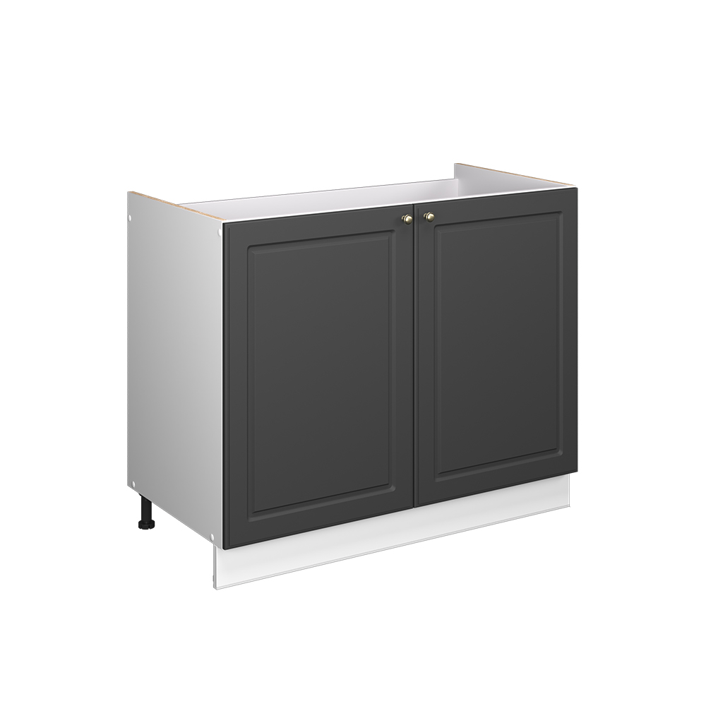 Spülenunterschrank Fame-line, Anthrazit-gold Landhaus/weiß, 100 Cm Ohne Arbeitsplatte, Vicco