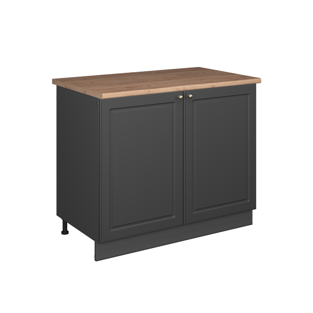 Spülenunterschrank Fame-line, Anthrazit-gold Landhaus/anthrazit, 100 Cm, Ap Eiche, Vicco