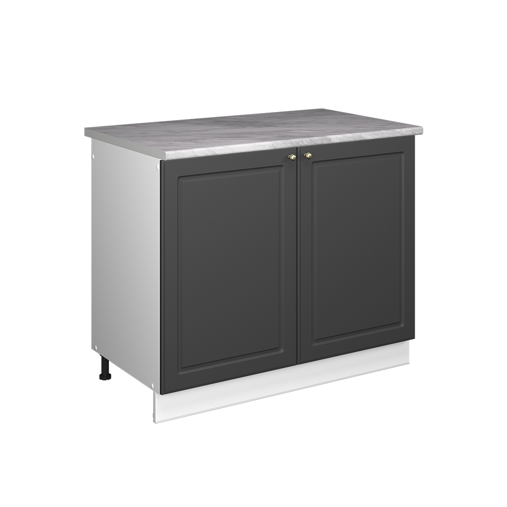 Spülenunterschrank Fame-line, Anthrazit-gold Landhaus/weiß, 100 Cm, Ap Marmor, Vicco