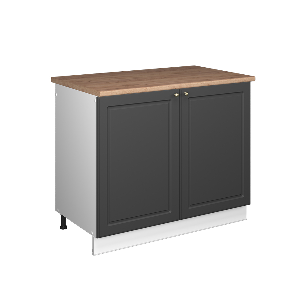 Spülenunterschrank Fame-line, Anthrazit-gold Landhaus/weiß, 100 Cm, Ap Eiche, Vicco