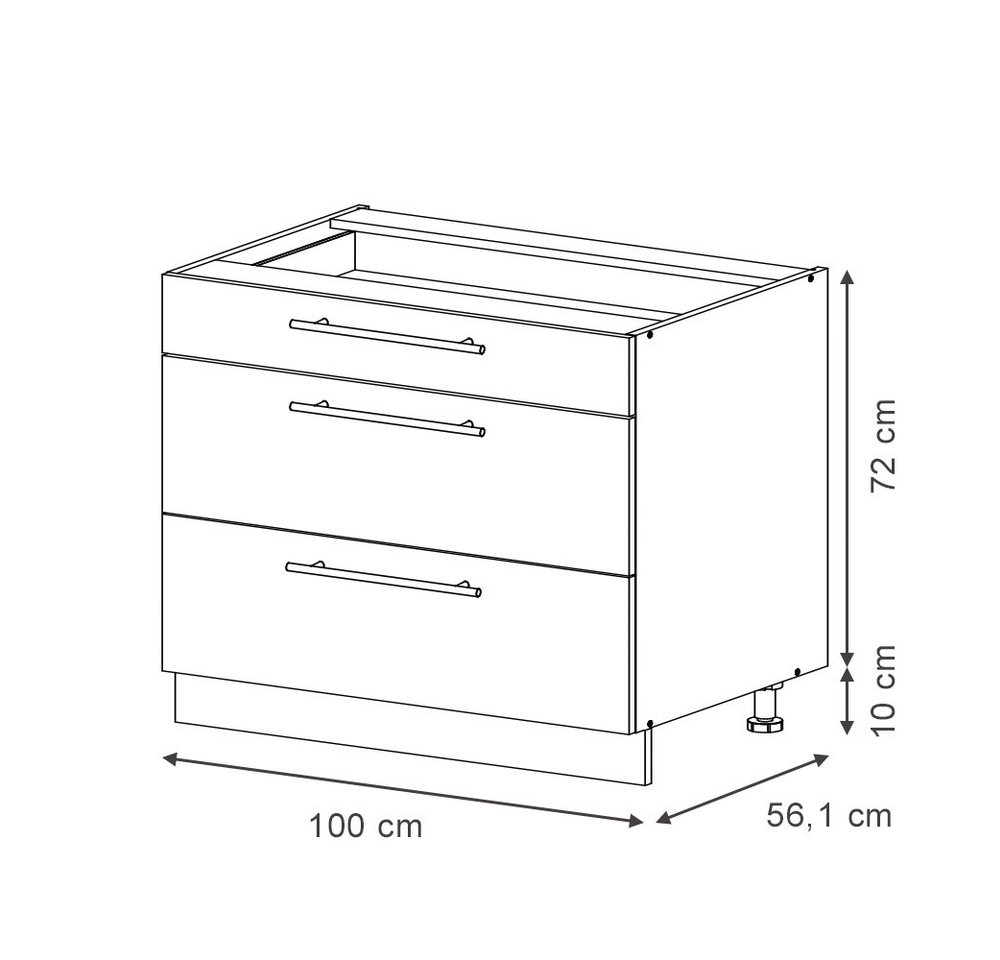 Küchenunterschrank Fame-line, Anthrazit-gold Landhaus/anthrazit, 100 Cm Ohne Arbeitsplatte, Vicco Bild 4