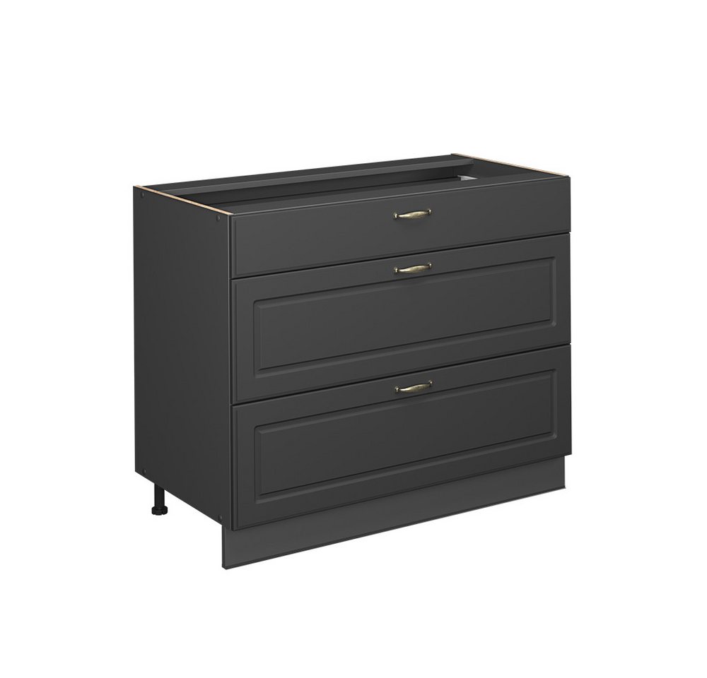 Küchenunterschrank Fame-line, Anthrazit-gold Landhaus/anthrazit, 100 Cm Ohne Arbeitsplatte, Vicco Bild 5