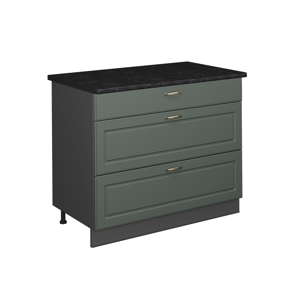Küchenunterschrank Fame-line, Grün-gold Landhaus/anthrazit, 100 Cm, Ap Anthrazit, Vicco