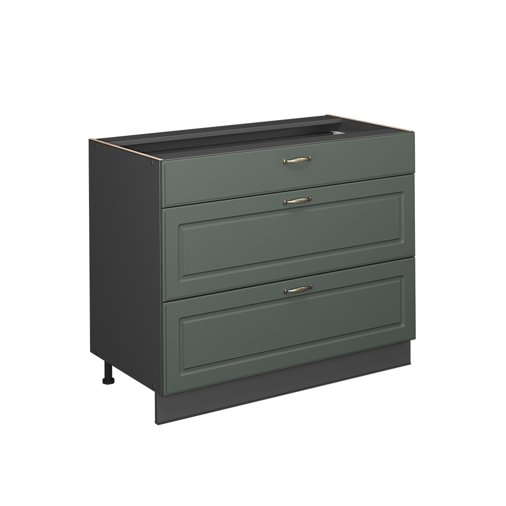 Küchenunterschrank Fame-line, Grün-gold Landhaus/anthrazit, 100 Cm Ohne Arbeitsplatte, Vicco