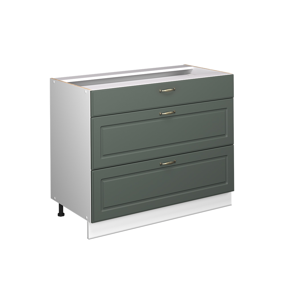Küchenunterschrank Fame-line, Grün-gold Landhaus/weiß, 100 Cm Ohne Arbeitsplatte, Vicco