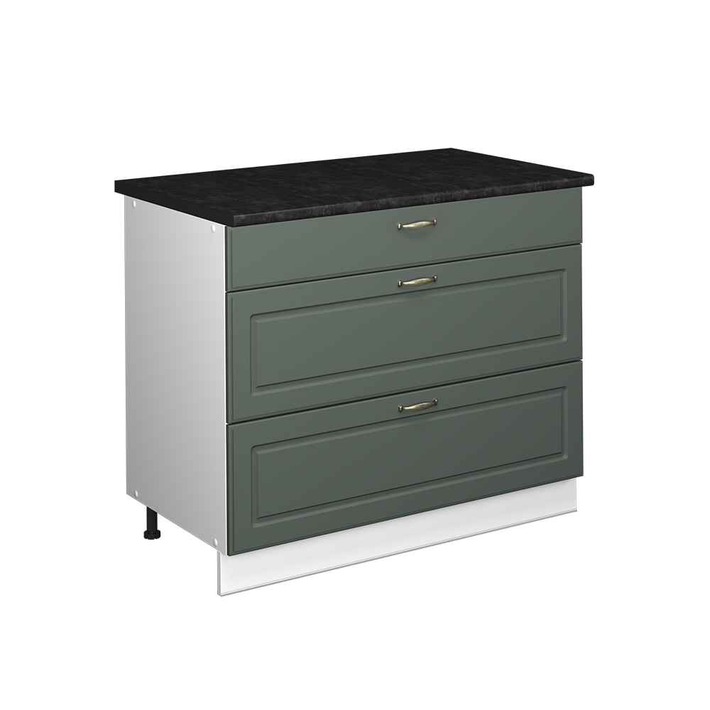 Küchenunterschrank Fame-line, Grün-gold Landhaus/weiß, 100 Cm, Ap Anthrazit, Vicco