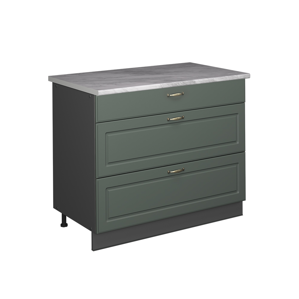 Küchenunterschrank Fame-line, Grün-gold Landhaus/anthrazit, 100 Cm, Ap Marmor, Vicco