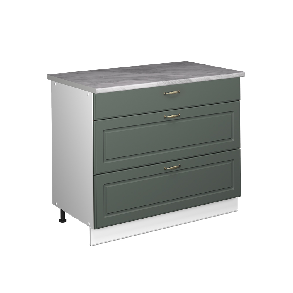 Küchenunterschrank Fame-line, Grün-gold Landhaus/weiß, 100 Cm, Ap Marmor, Vicco