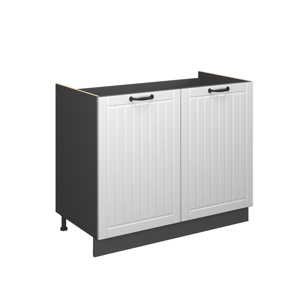 Spülenunterschrank Fame-line, Weiß Landhaus/anthrazit, 100 Cm Ohne Arbeitsplatte, Vicco