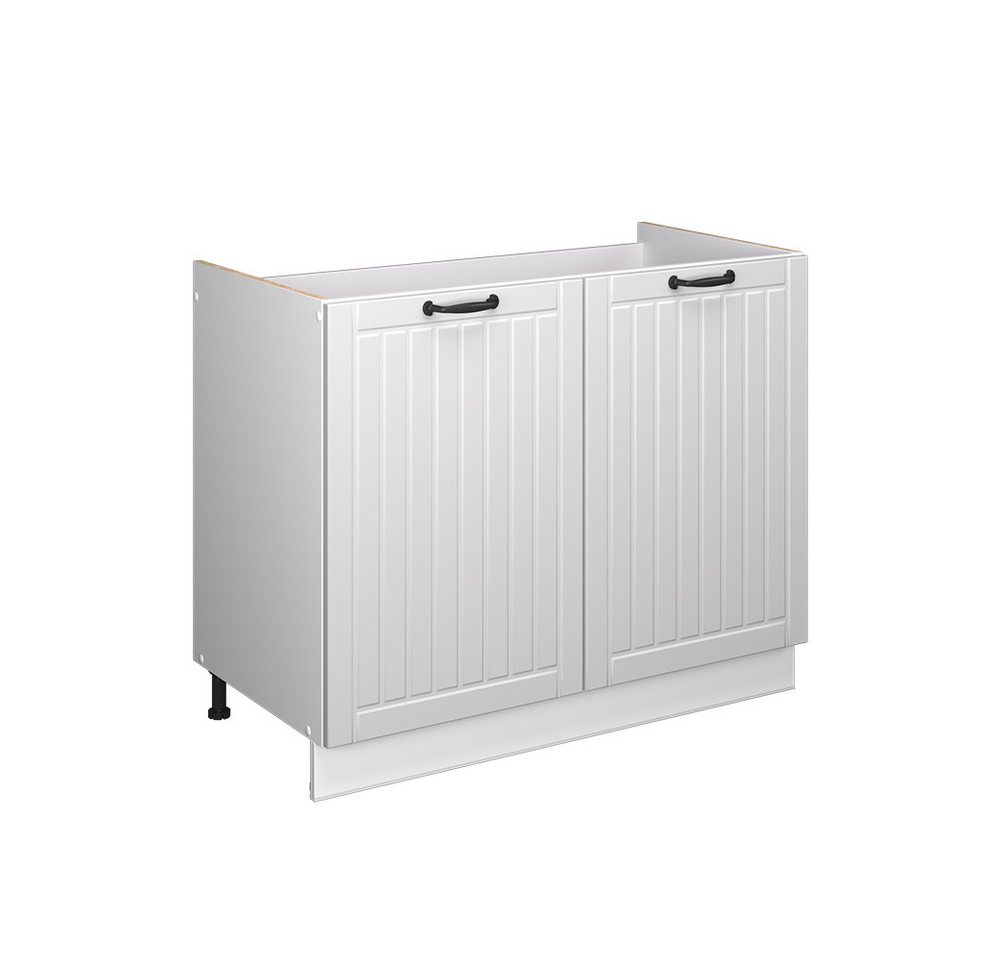 Spülenunterschrank Fame-line, Weiß Landhaus/weiß, 100 Cm Ohne Arbeitsplatte, Vicco Bild 2
