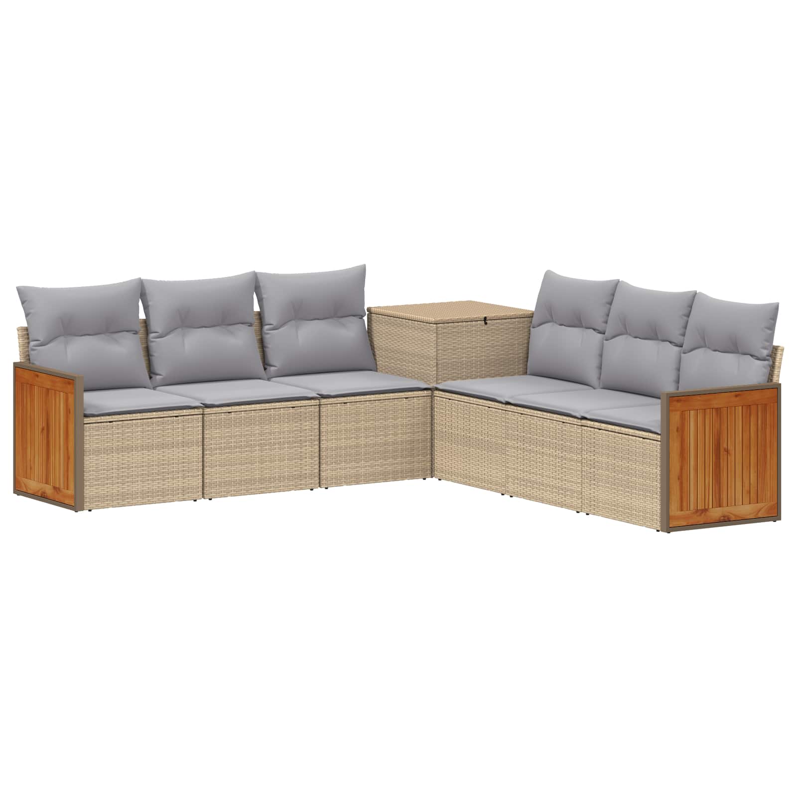 Vidaxl Sofa Set 7 Pcs Beige And Light Grey Poly Rattan And Steel