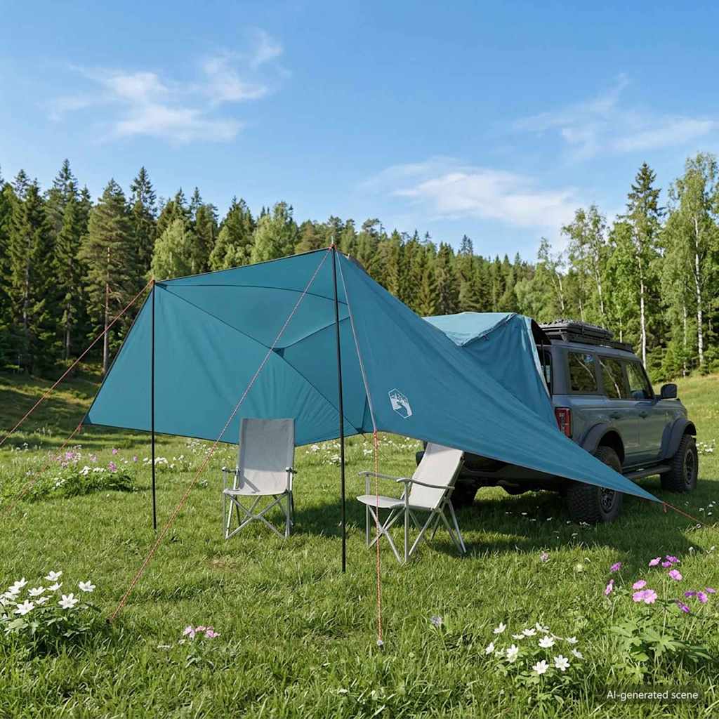 Vidaxl Car Tent 308 X 215 X 220 Cm Blue Polyester And Steel