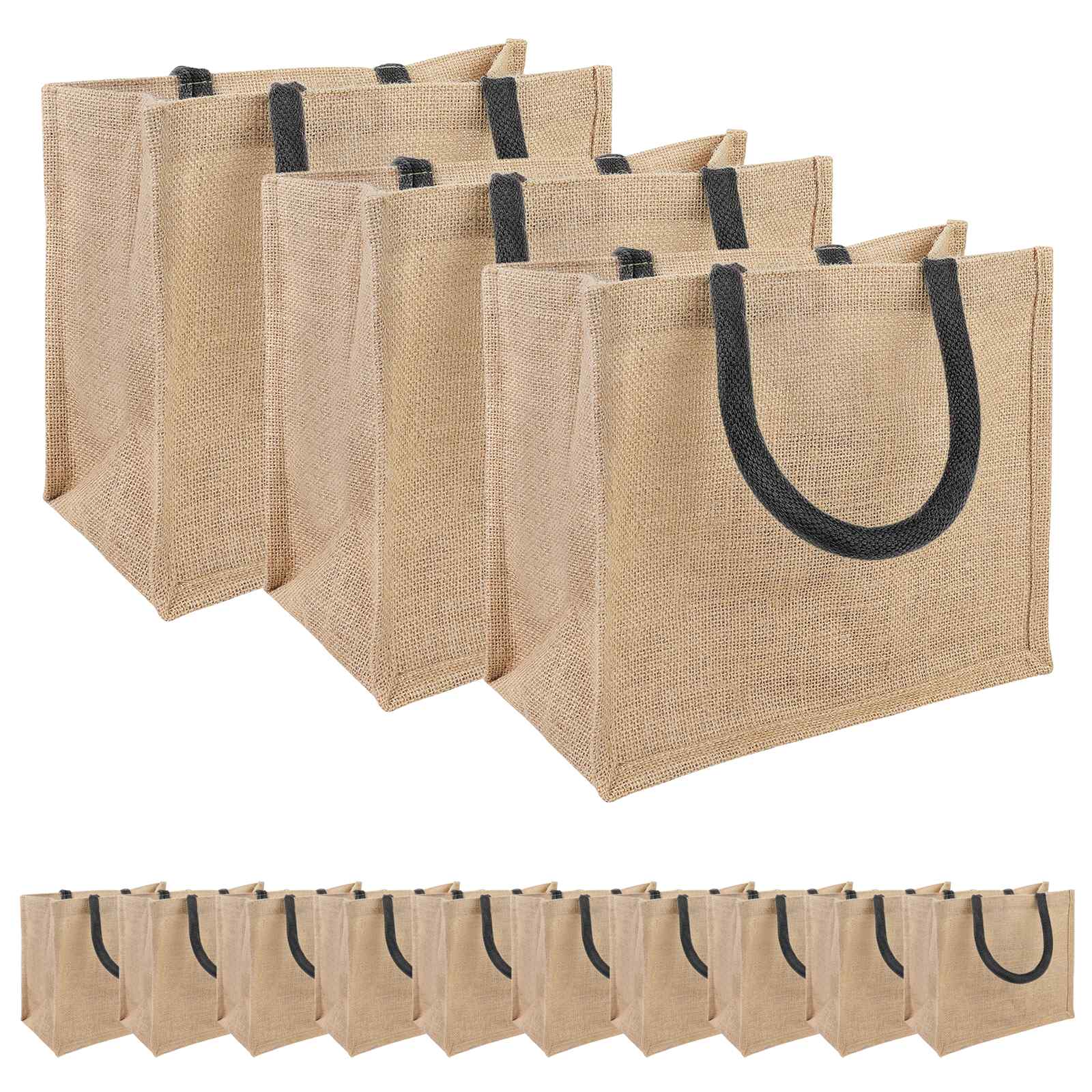 Jute-handtaschen 50 Natürlich Und Schwarz 26 X 22 X 14 Cm Vidaxl