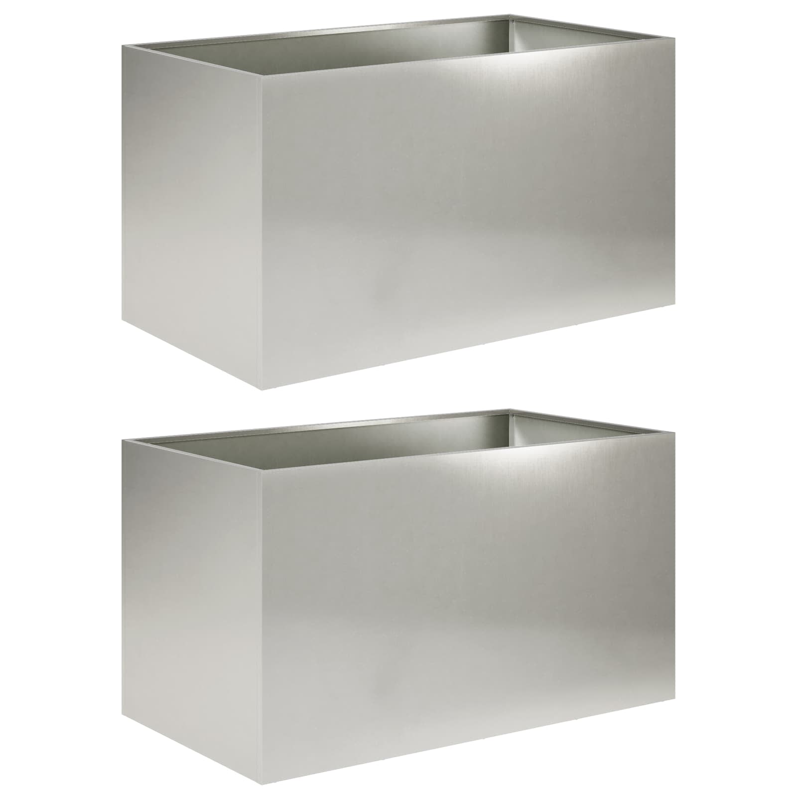 Garten-pflanzgefäß 2 Stk. Silber 100 X 50 X 50 Cm Edelstahl Vidaxl