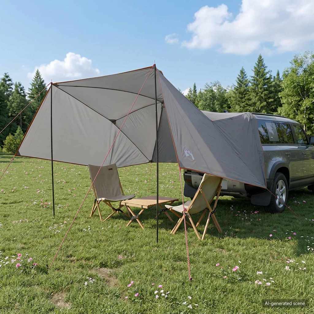 Vidaxl Car Tent 308 X 215 X 220 Cm Grey And Orange Polyester And Steel