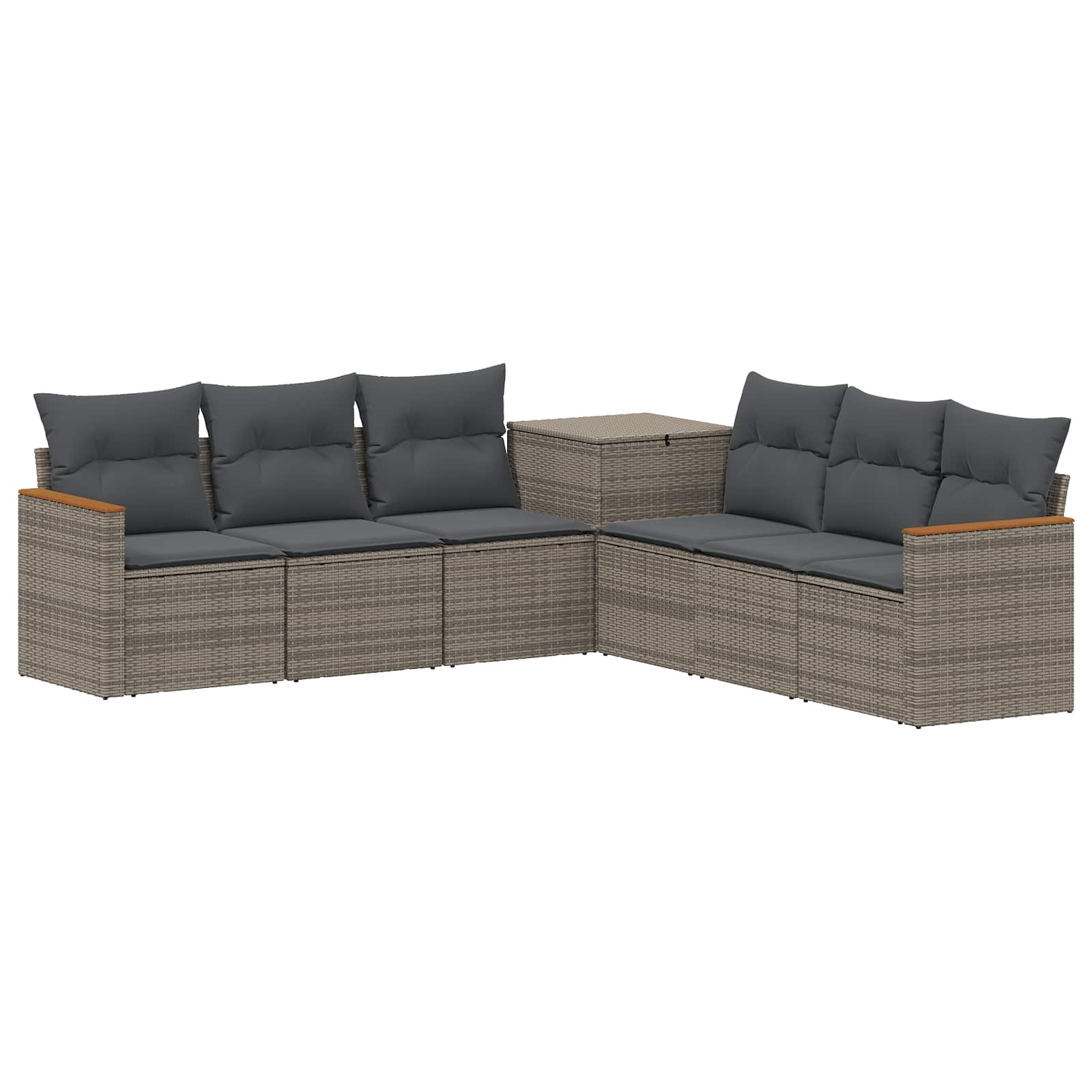 Vidaxl Sofa Set 7 Pcs Grey And Dark Grey Poly Rattan And Steel