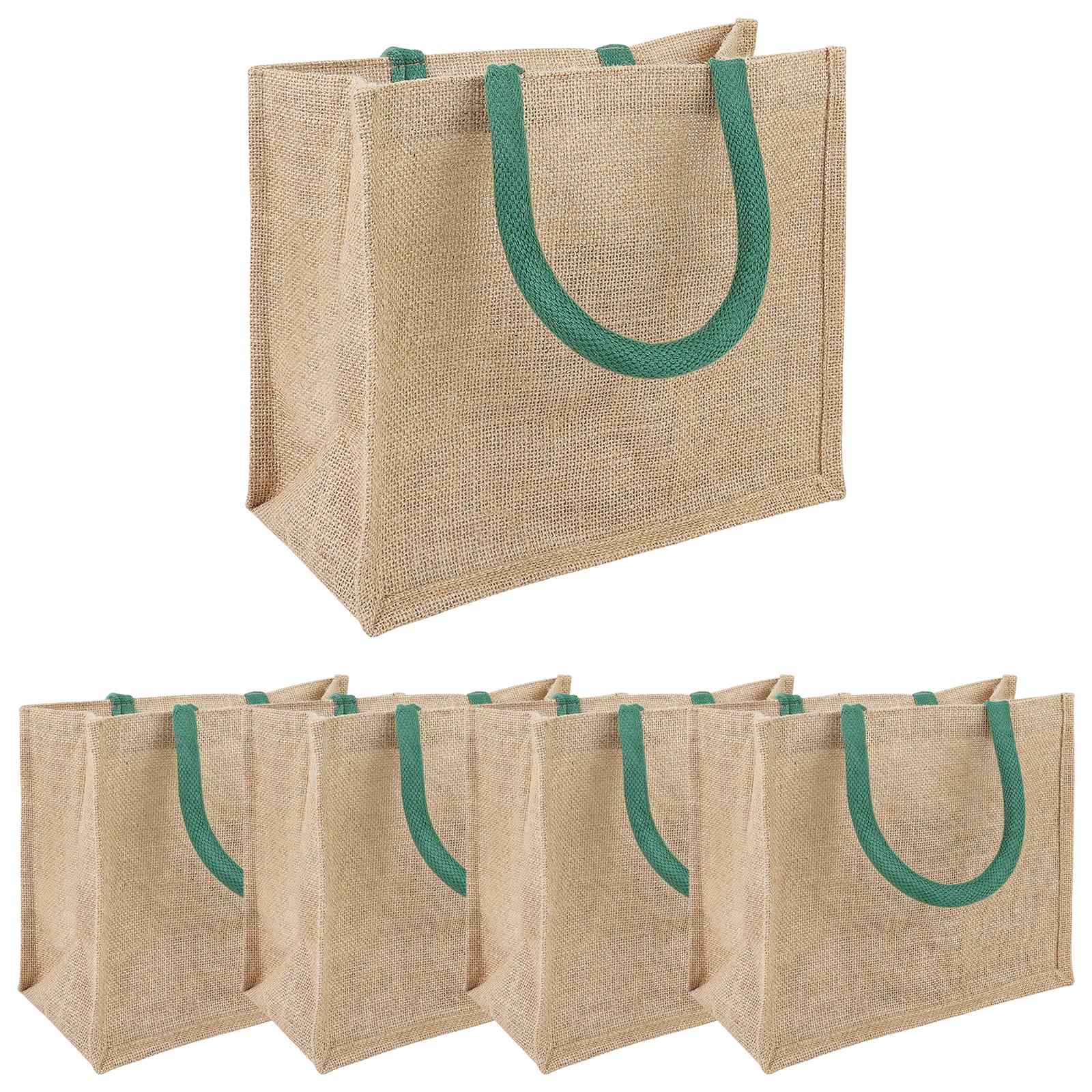 Jute-handtaschen 5 Natürlich Und Grün 26 X 22 X 14 Cm Vidaxl