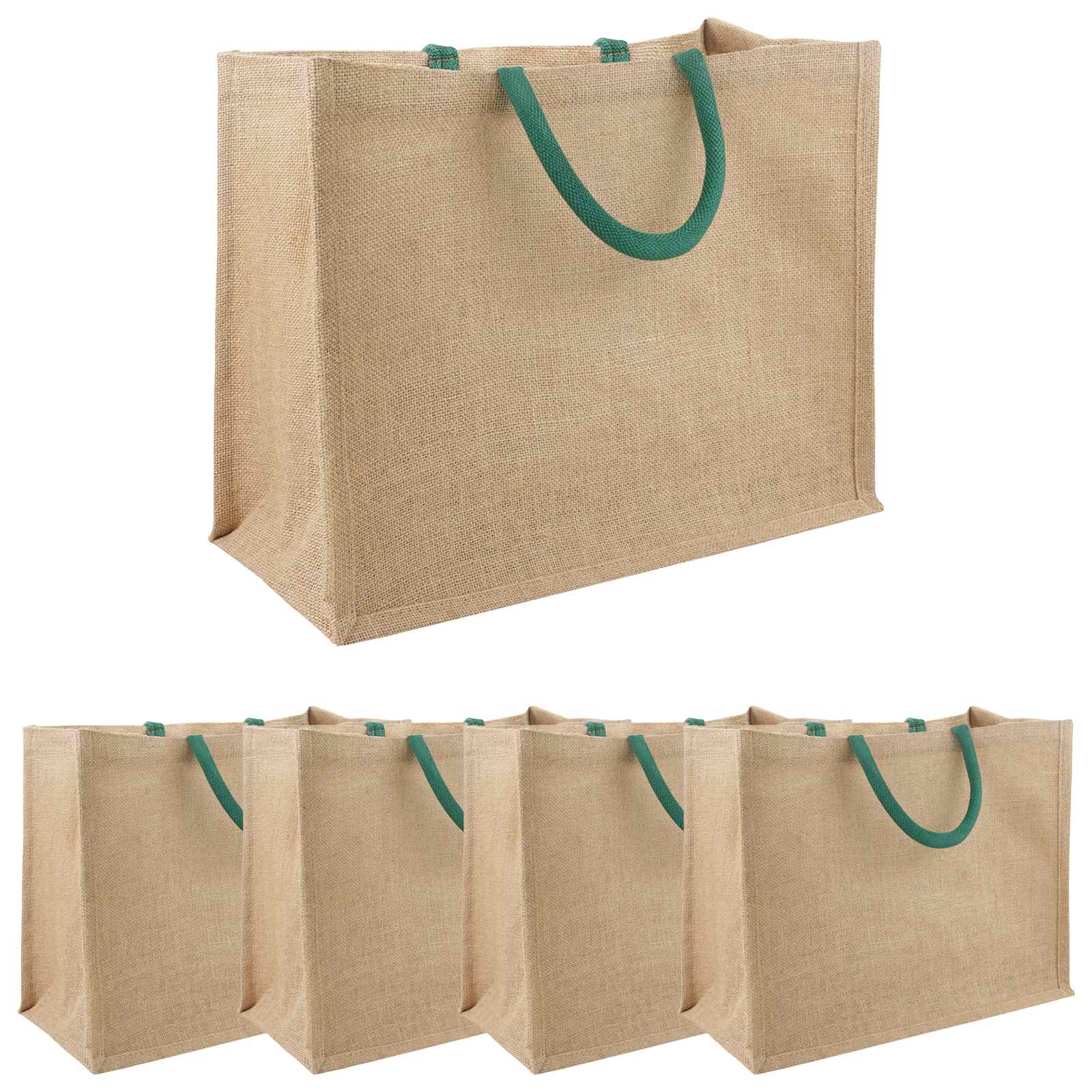 Jute-handtaschen 5 Natürlich Und Grün 42 X 33 X 19 Cm Vidaxl