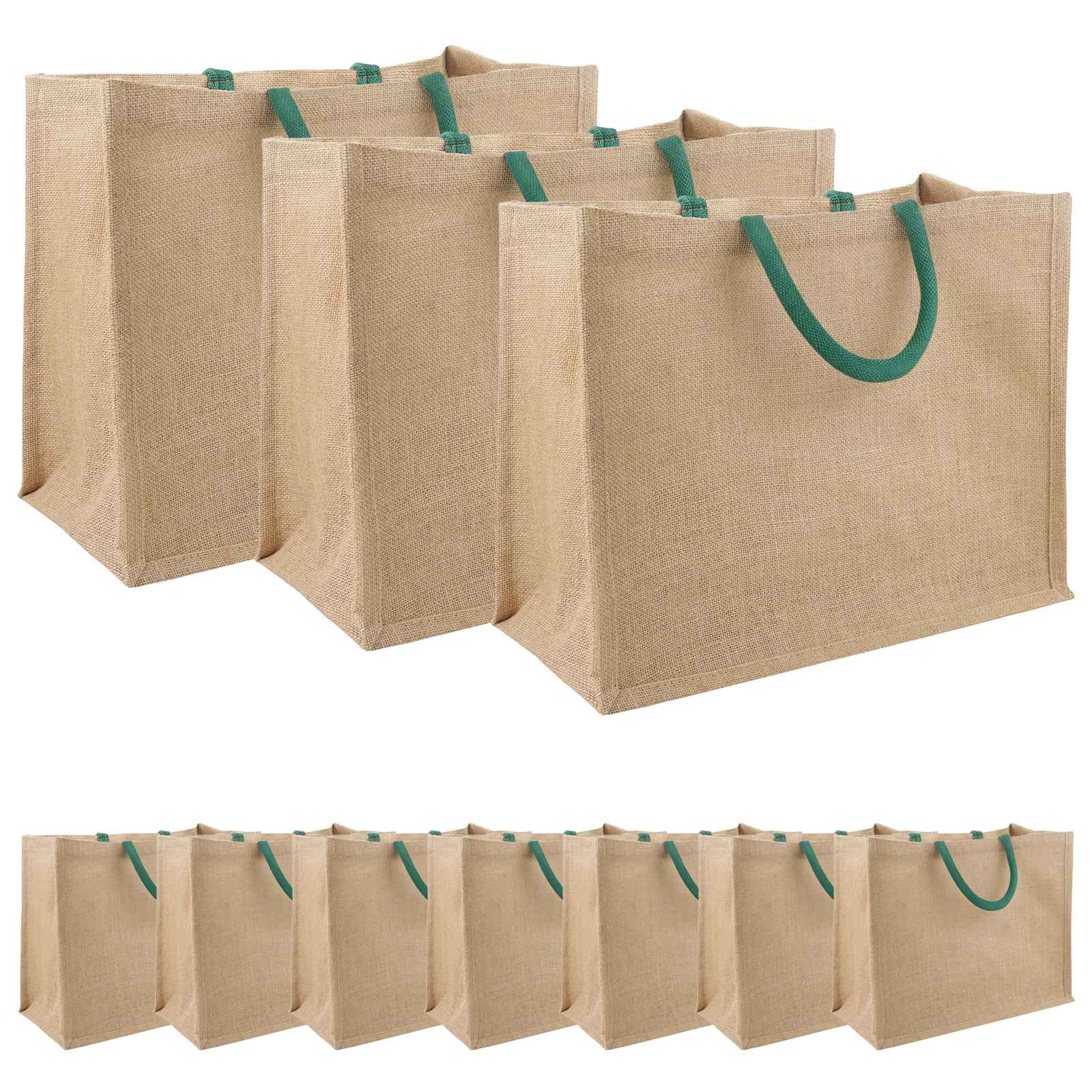 Jute-handtaschen 10 Natürlich Und Grün 42 X 33 X 19 Cm Vidaxl
