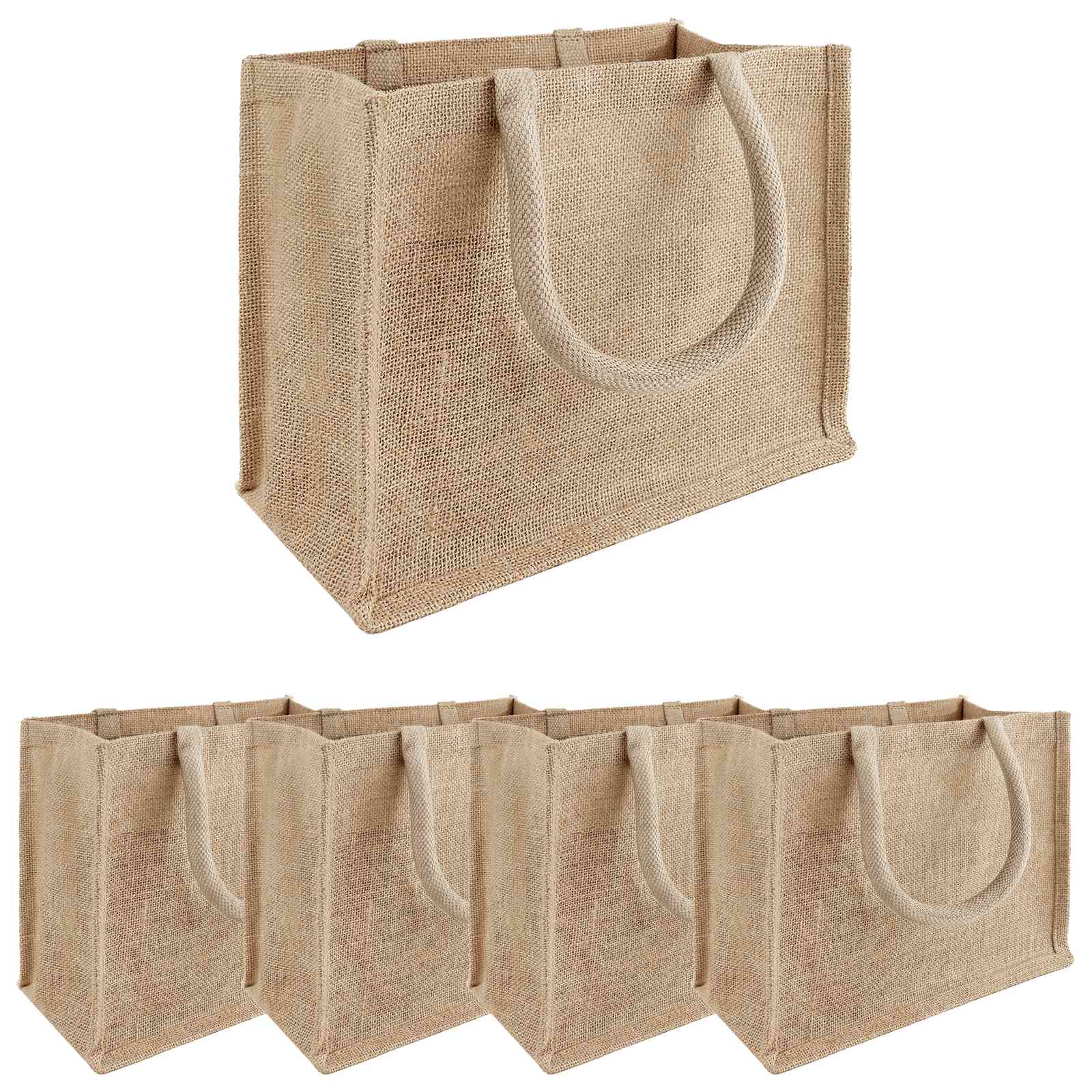 Jute-handtaschen 5 Natur 26 X 22 X 14 Cm 100% Tossa-jute Vidaxl
