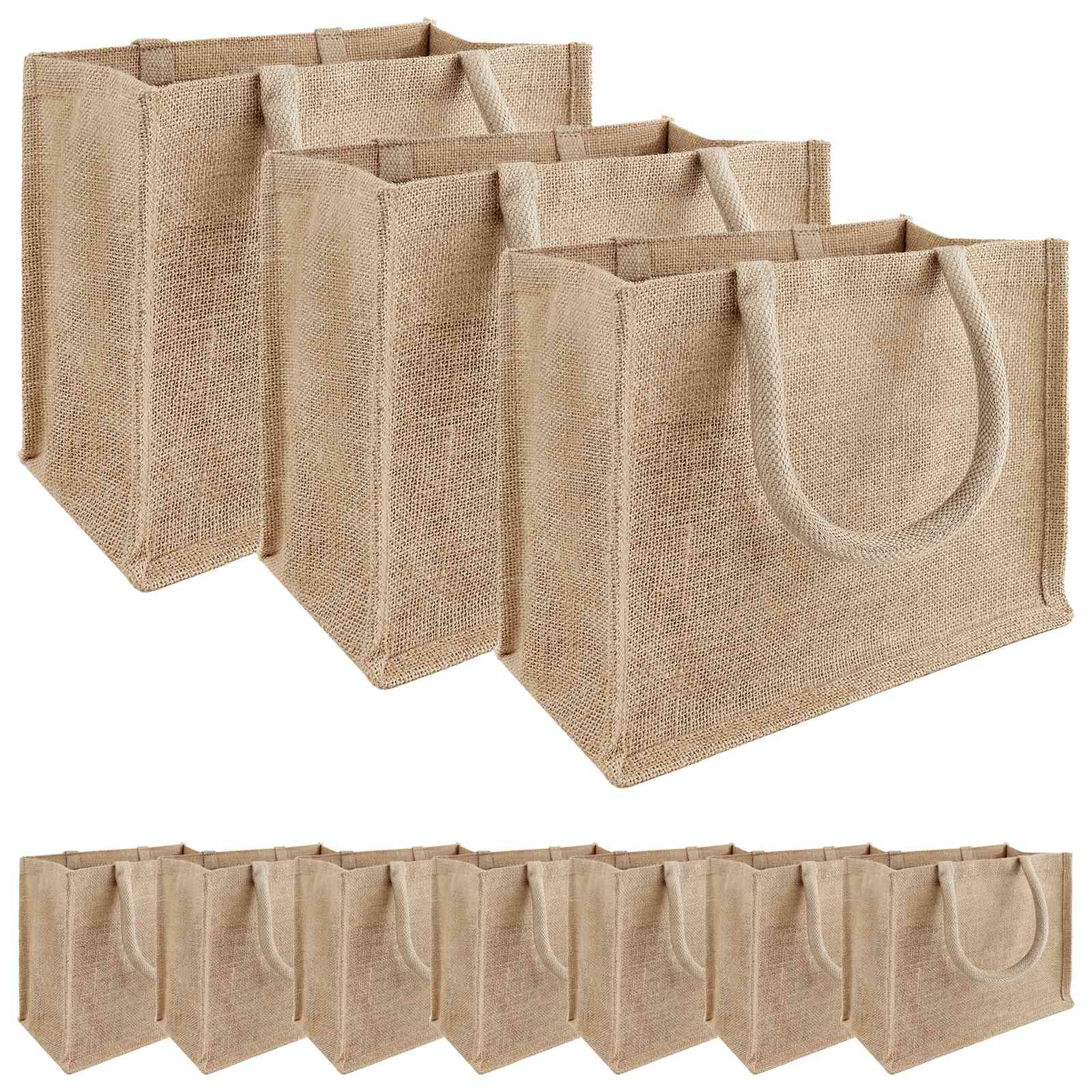 Jute-handtaschen 10 Natur 26 X 22 X 14 Cm 100% Tossa-jute Vidaxl