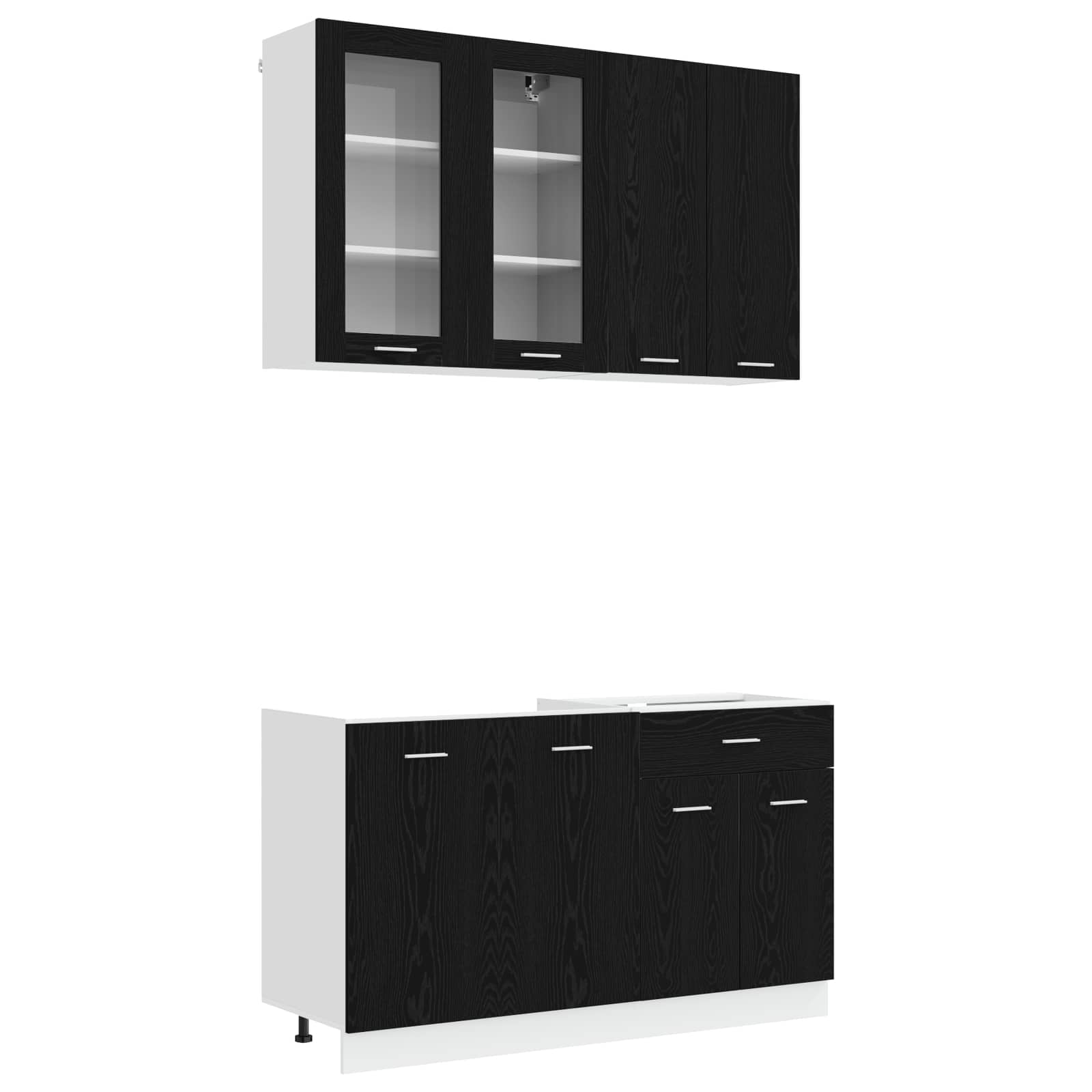 Vidaxl Kitchen Unit Lyon 4 Pcs Black Oak Engineered Wood