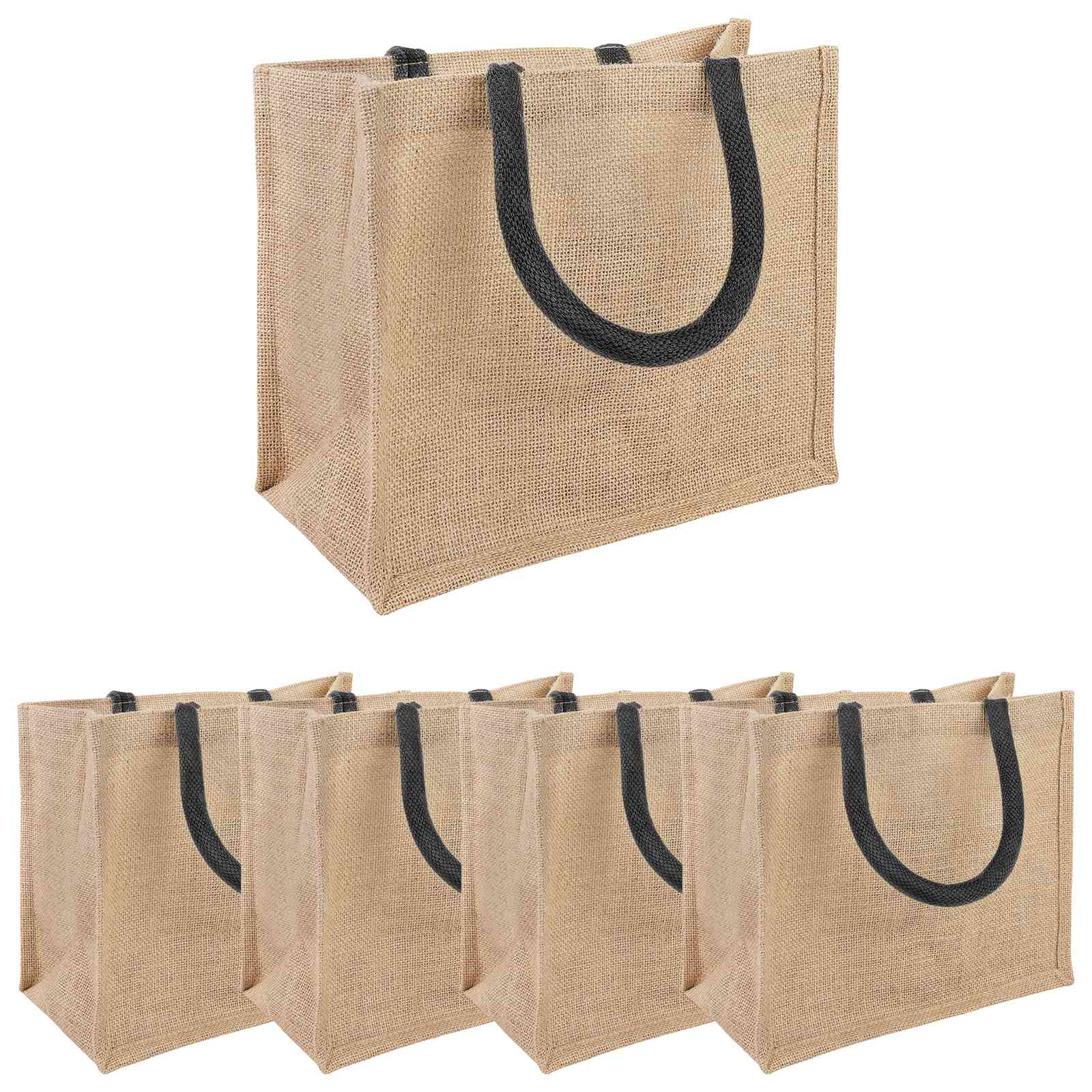 Jute-handtaschen 5 Natürlich Und Schwarz 26 X 22 X 14 Cm Vidaxl