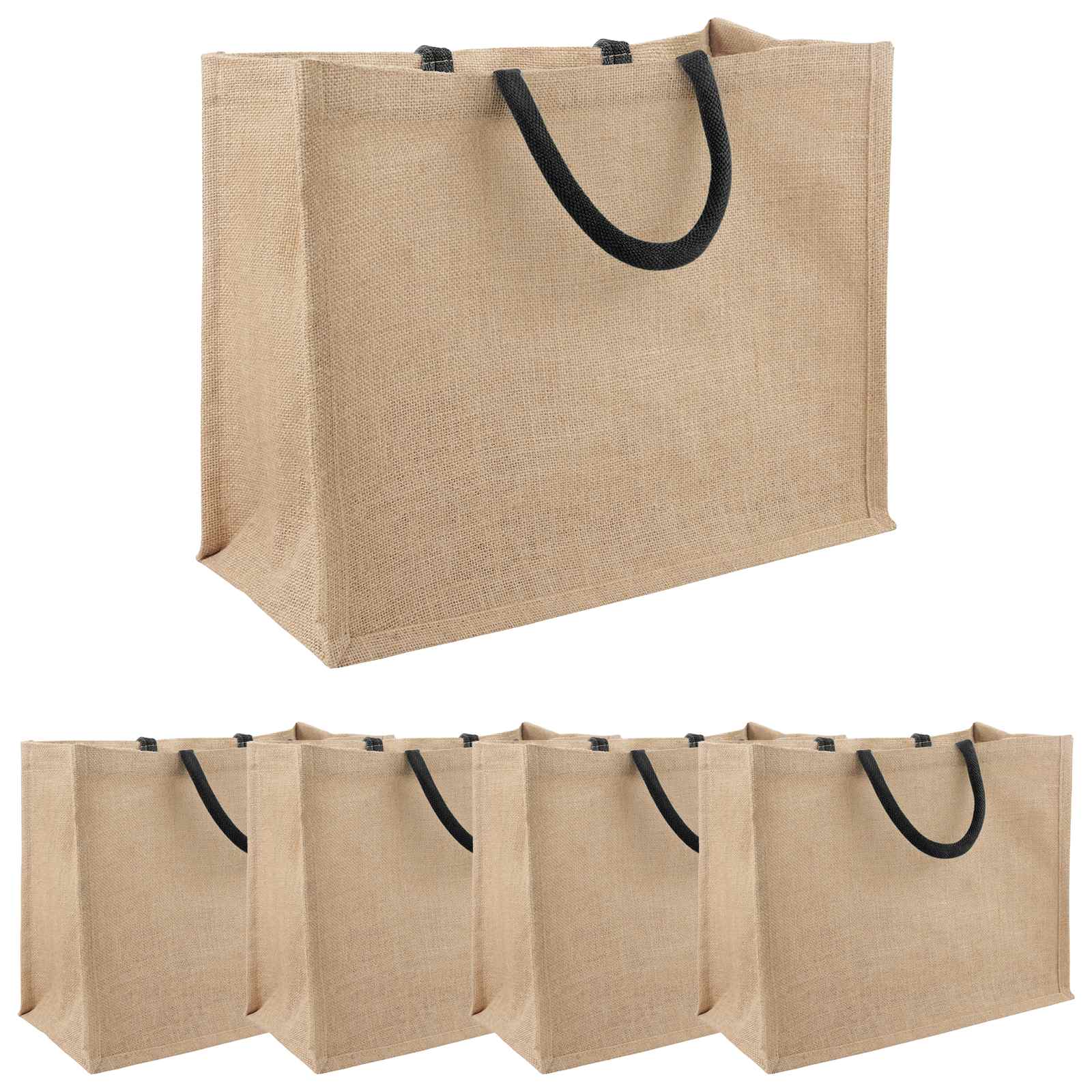 Jute-handtaschen 5 Natürlich Und Schwarz 42 X 33 X 19 Cm Vidaxl