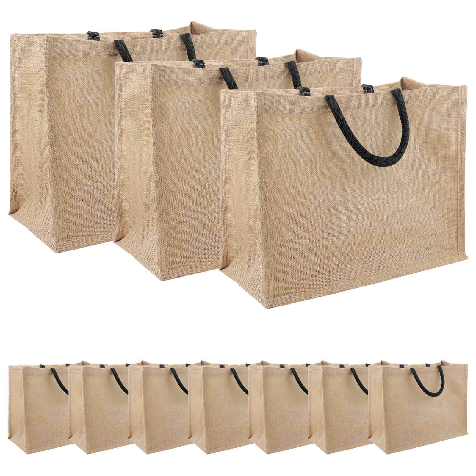 Jute-handtaschen 10 Natürlich Und Schwarz 42 X 33 X 19 Cm Vidaxl