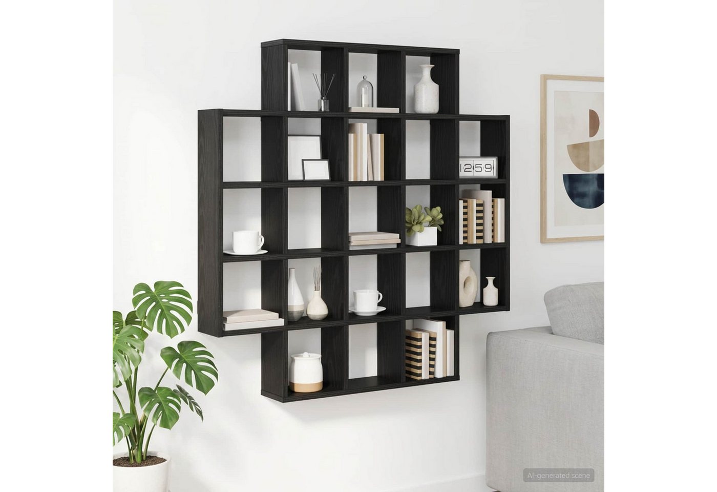 Vidaxl Wall Shelf Black Oak 100 X 13 X 100 Cm Engineered Wood Bild 4