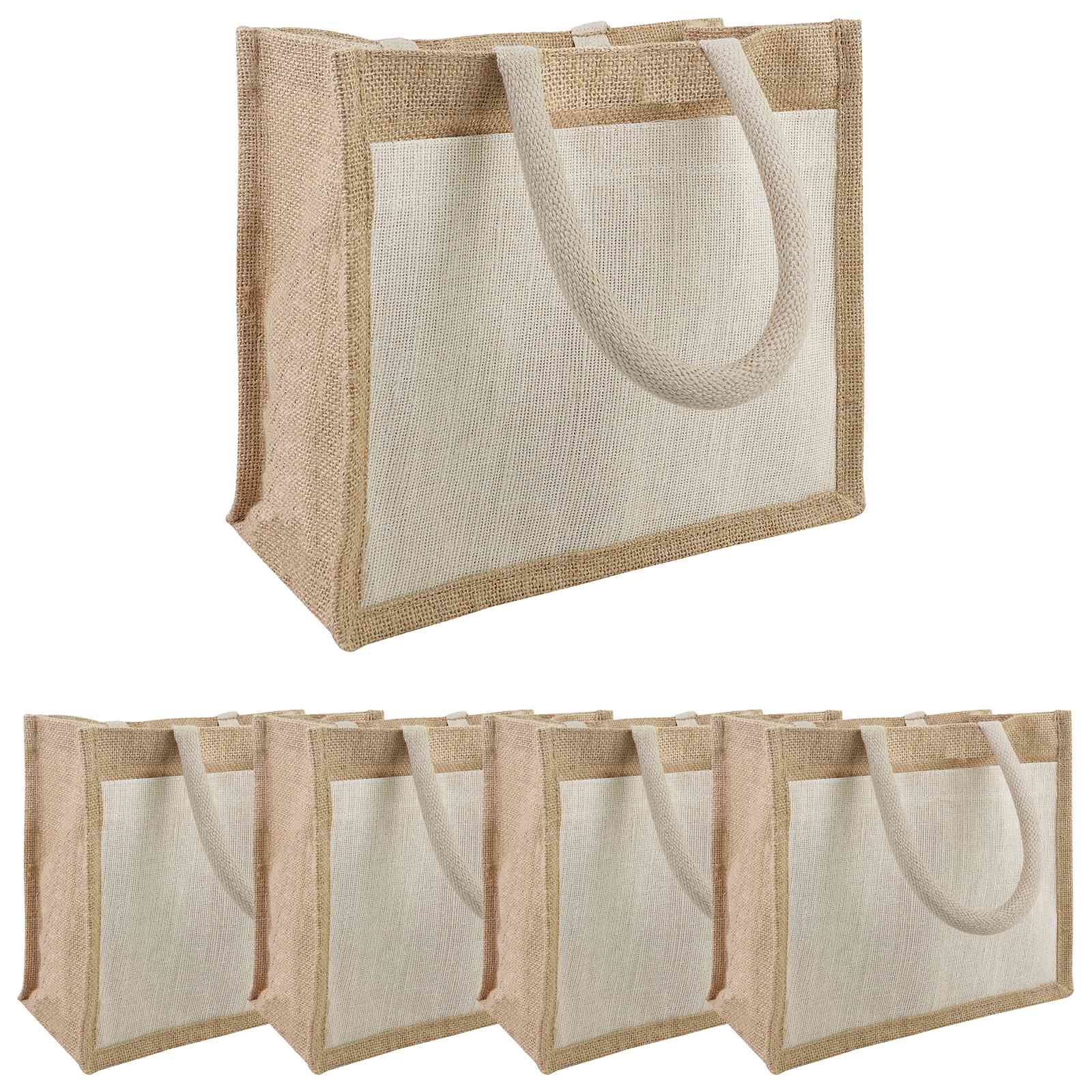 Jute-handtaschen Mit Tasche 5 Natürlich Und Weiß Vidaxl