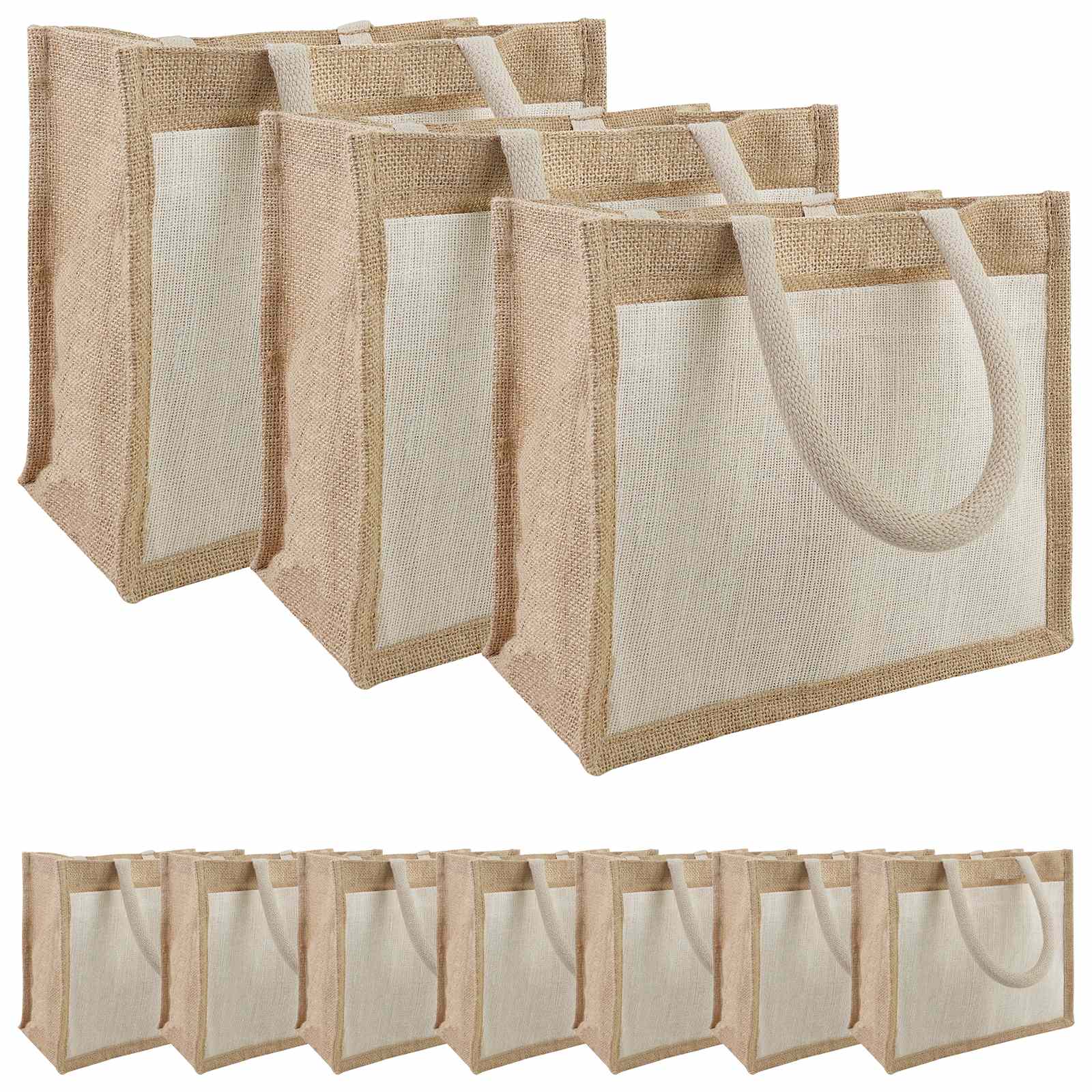 Jute-handtaschen Mit Tasche 10 Natürlich Und Weiß Vidaxl