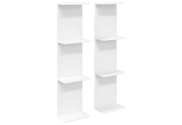 Vidaxl Wall Shelf 2 Pcs White 22 X 15 X 100 Cm Engineered Wood