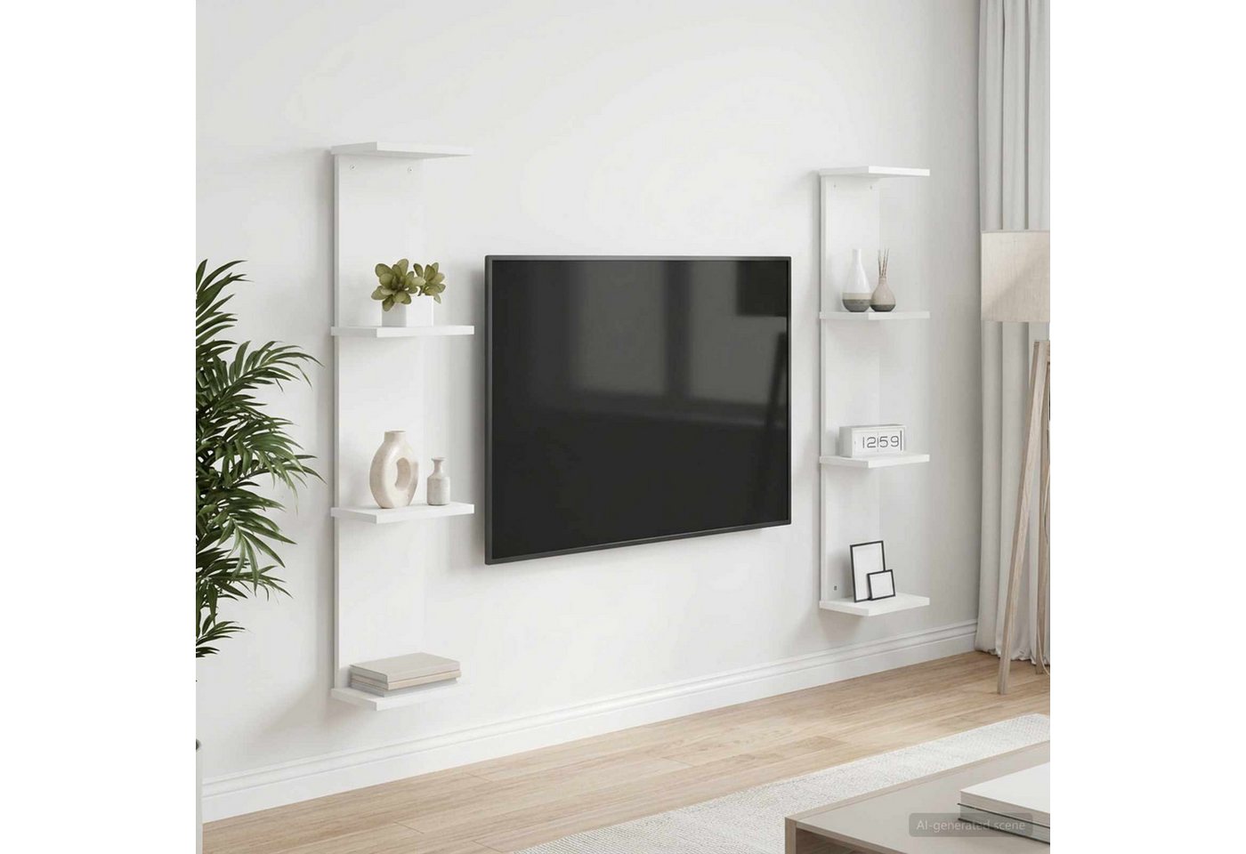 Vidaxl Wall Shelf 2 Pcs White 22 X 15 X 100 Cm Engineered Wood Bild 2
