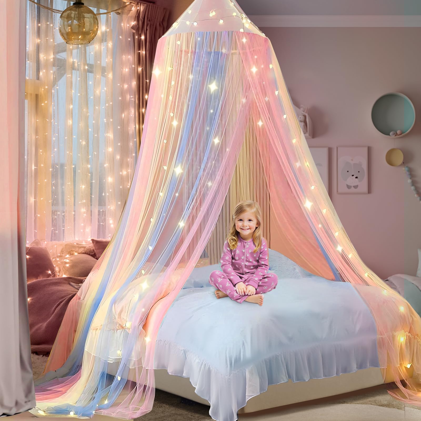Mädchen-betthimmel, Betthimmel (60 X 250 X 1250 Cm), Hängendes Moskitonetz, Für Kinderzimmer, Zimmerdekoration, Moskitonetz Für Reisen Und Zuhause, Für Drinnen Und Draußen