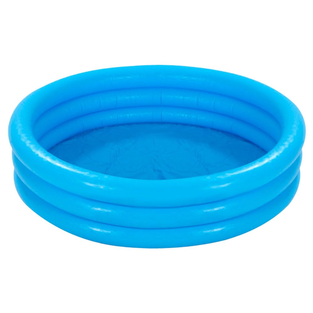 Aufblasbares Kinderbecken Für Draußen – Rundes Blaues Becken Mit 3 Ringen (114 X 25 Cm)