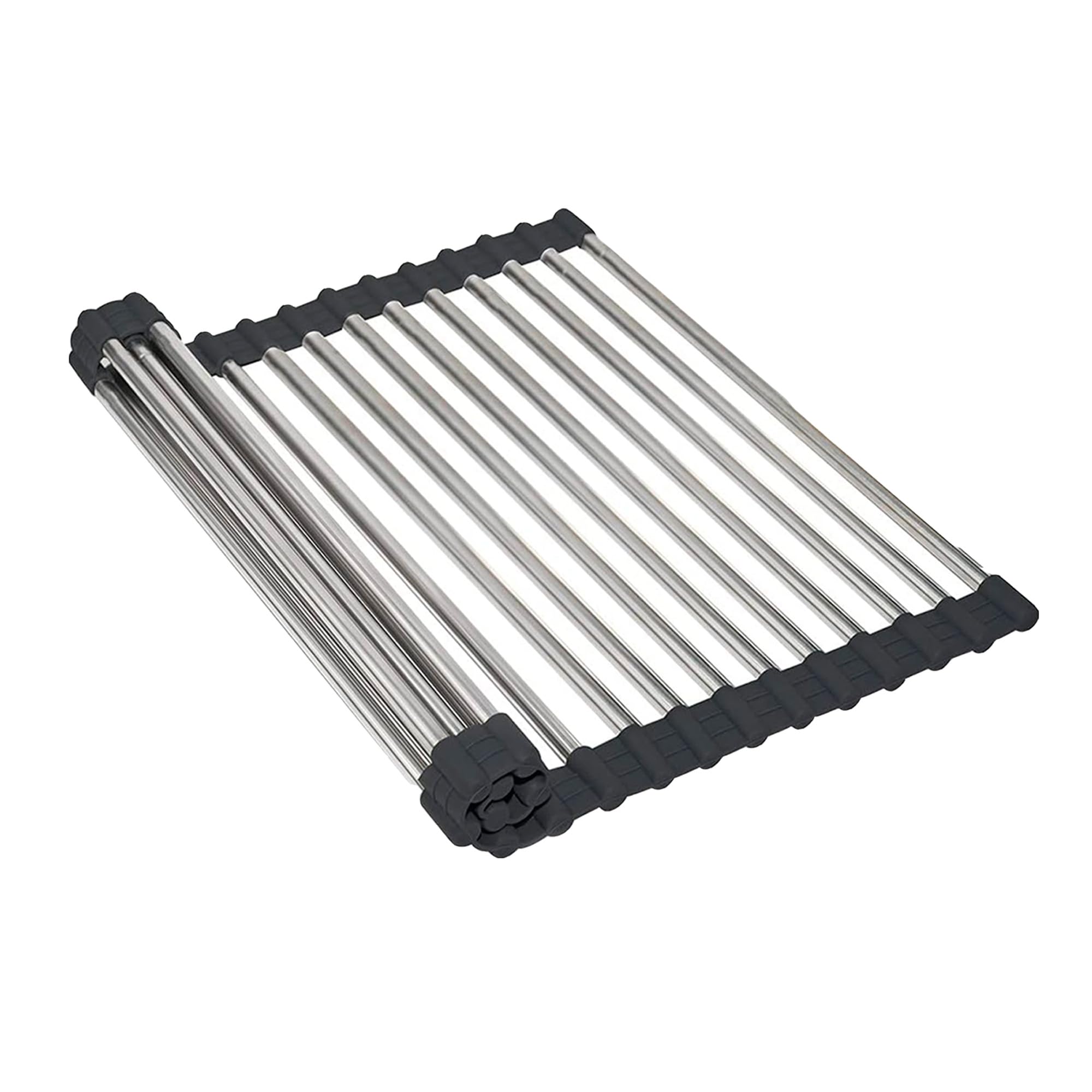 Zusammenklappbarer Geschirrabtropfkorb Von Hidro – 47 X 20 X 1 Cm – Edelstahl – Edelstahlfarben – Abtropfkorb Für Die Spüle – Zum Trocknen Von Geschirr, Obst Oder Gemüse – Küchenorganizer
