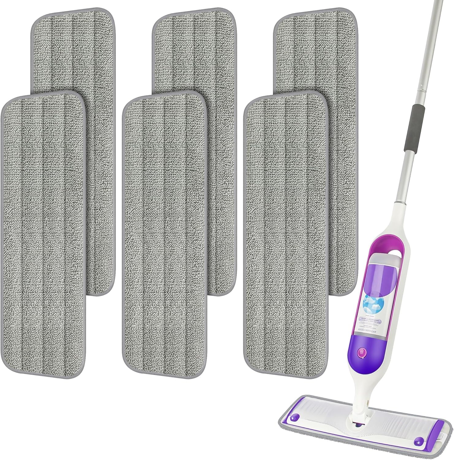 Set Mit 6 Waschbaren Mikrofaser-reinigungspads Für Nass- Und Trockenmopps Sowie Alle Sprühmopps