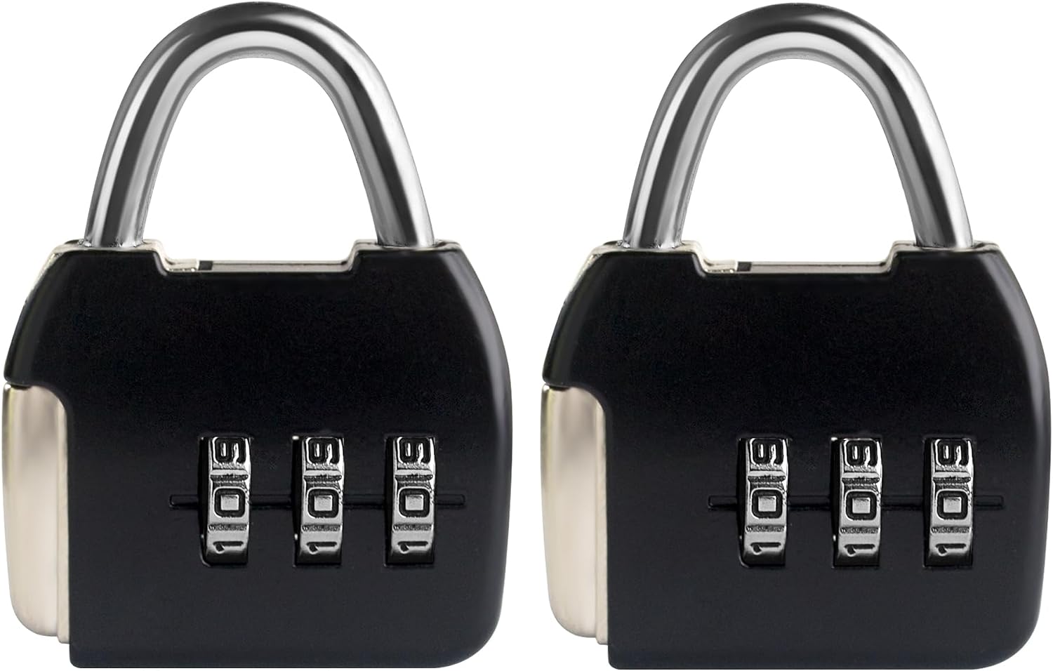 Kleines Zahlenschloss, 3-stelliges Zahlenschloss, Reiseschloss Für Koffer, Mini-schließfach, Tasche, Werkzeugkasten, Rucksackreißverschluss (schwarz+schwarz, 2er-pack)